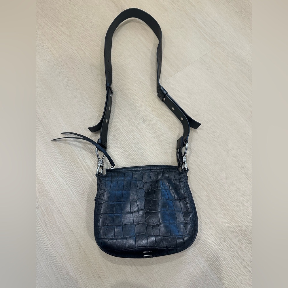 Black Allsaints Leather Crossbody Shoulder Bag
